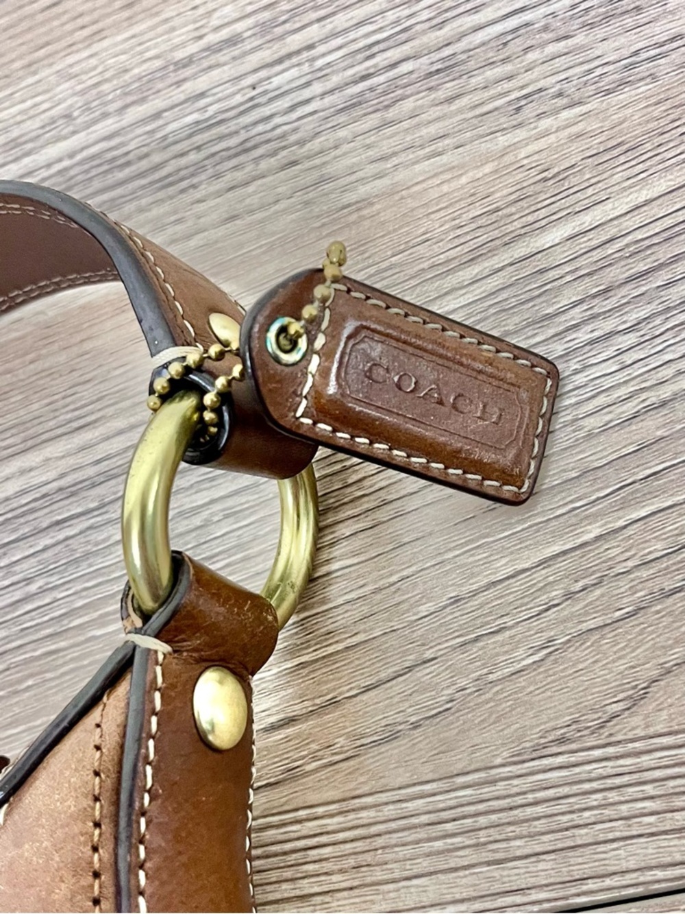 Coach Signature Hobo Bleecker Shoulder Bag Tan Brown Canvas Leather Trim - Picture 5 of 13